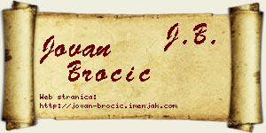 Jovan Broćić vizit kartica